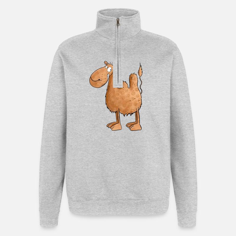 Drolliges Kamel I Tiere - Quarter-Zip-Sweatshirt - Grau meliert