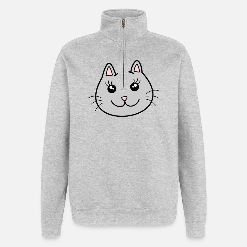 Katze Katzen - Quarter-Zip-Sweatshirt - Grau meliert