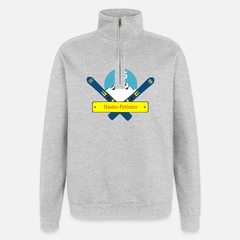 Hautes-pyrénées - Sweat à zip 1/4 - gris chiné