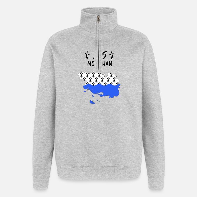 Morbihan - Sweat à zip 1/4 - gris chiné