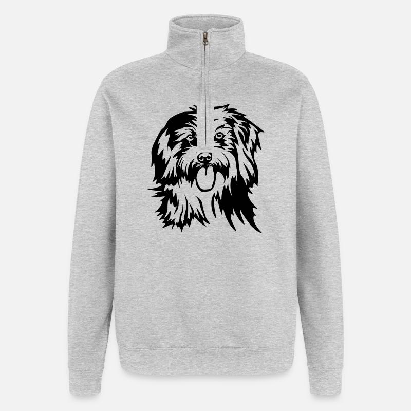 Berger des Pyreneés Kopf - Quarter-Zip-Sweatshirt - Grau meliert
