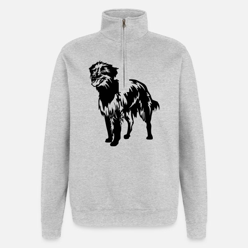 Berger des Pyreneés - Quarter-Zip-Sweatshirt - Grau meliert