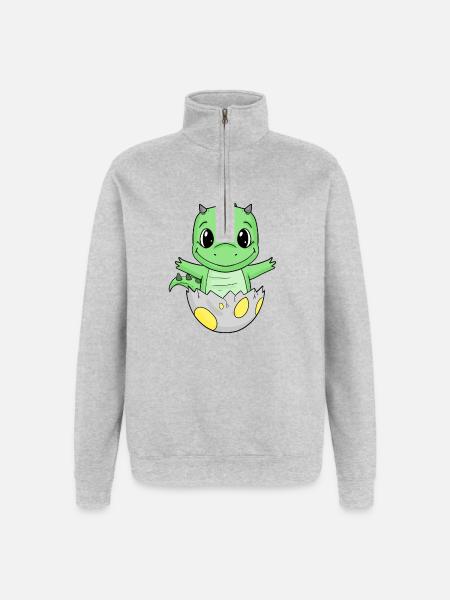 Baby Birth Egg Dino Birth - Quarter-Zip Sweatshirt - heather grey