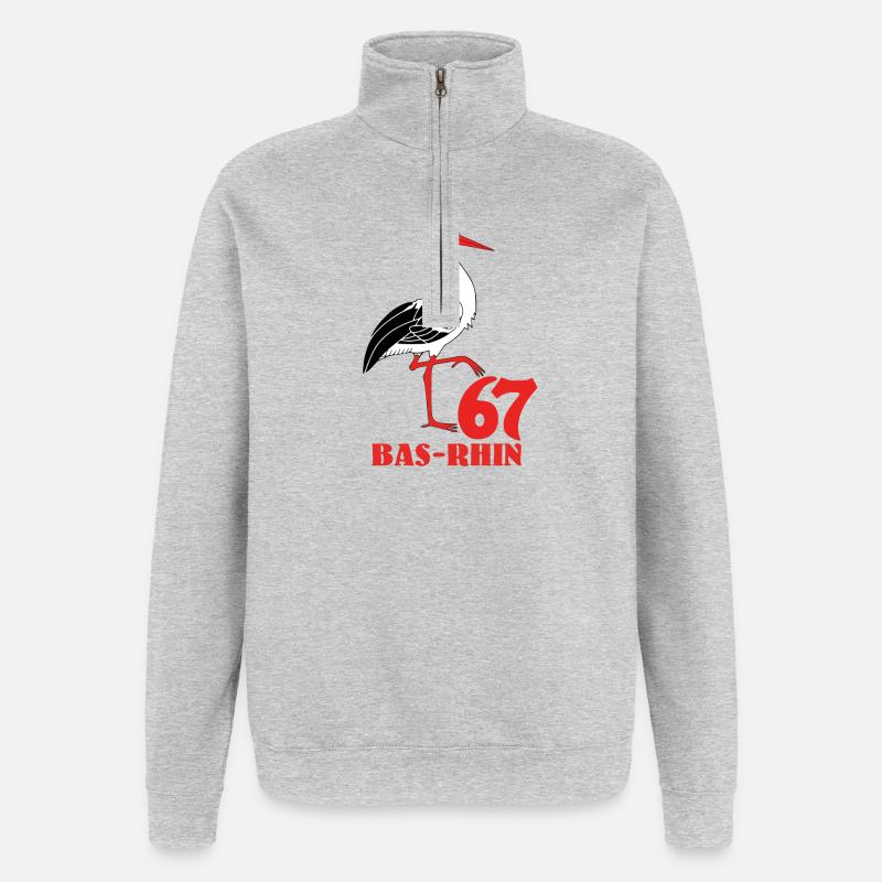Bas-Rhin - Sweat à zip 1/4 - gris chiné