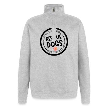 Service Dog Rescue Dog Search Dog Paw - Quarter-Zip Sweatshirt - heather grey - Front - AI Model Female 172 light (172cm) & AI Model Male 178 dark (178cm)