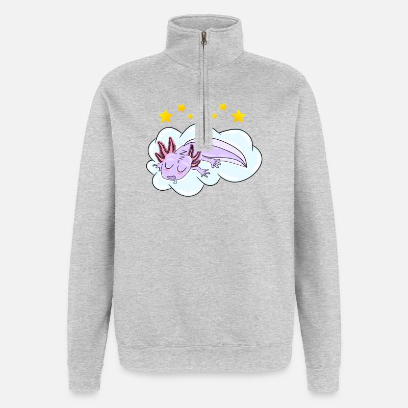 Sleeping Oxolotl - Quarter-Zip Sweatshirt - heather grey