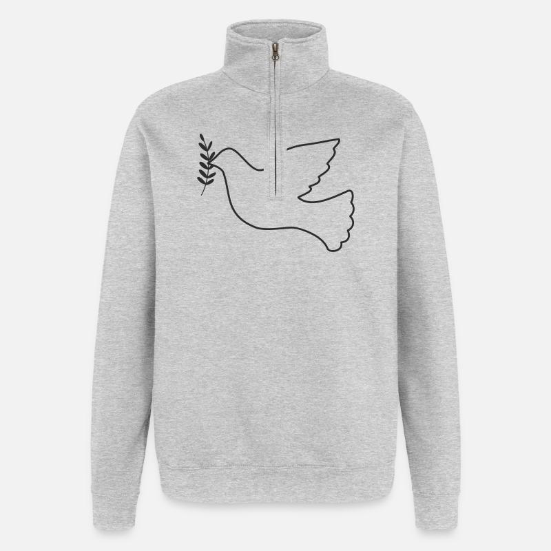 Due af fred med gren - Sweatshirt med 1/4 lynlås - grå meleret