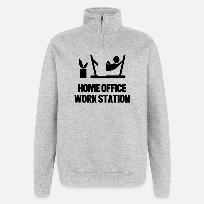 Laptop Wfh Home Office Statement Arbeitsplatz - Quarter-Zip-Sweatshirt - Grau meliert