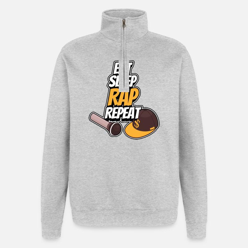 Manger - Dormir - Rapper - Répéter - Sweat à zip 1/4 - gris chiné