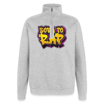 Né pour rapper - Sweat à zip 1/4 - gris chiné - Devant - AI Model Female 172 light (172cm) & AI Model Male 178 dark (178cm)