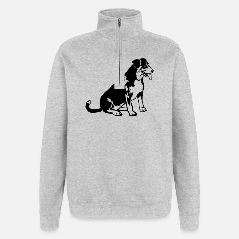 Entlebucher Sennenhund - Sweat à zip 1/4 - gris chiné
