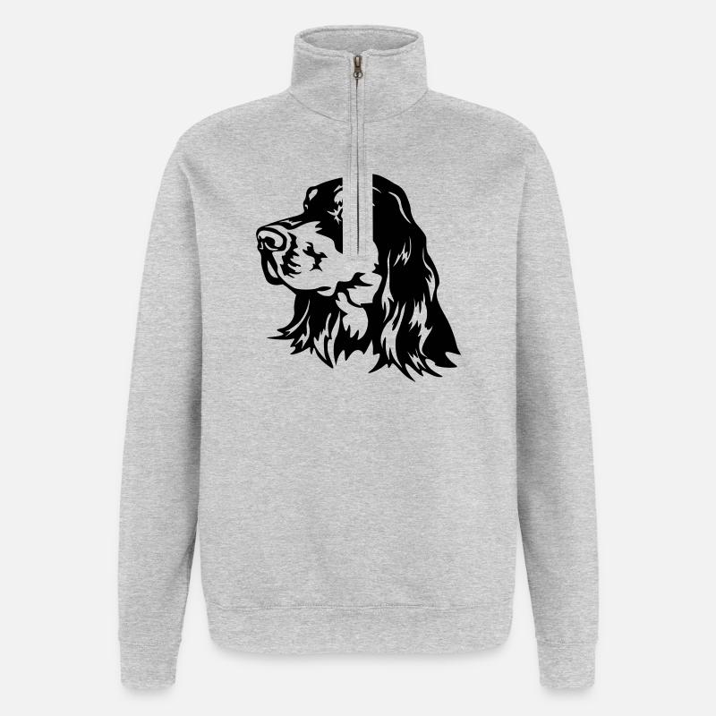 Gordon Setter Head - Quarter-Zip Sweatshirt - heather grey