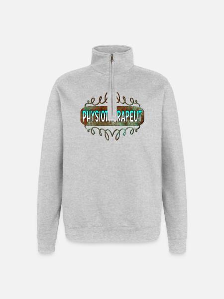 Physiotherapeut - Quarter-Zip-Sweatshirt - Grau meliert