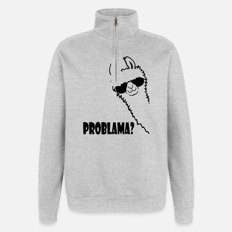 Lama Problama Question - Quarter-Zip Sweatshirt - heather grey