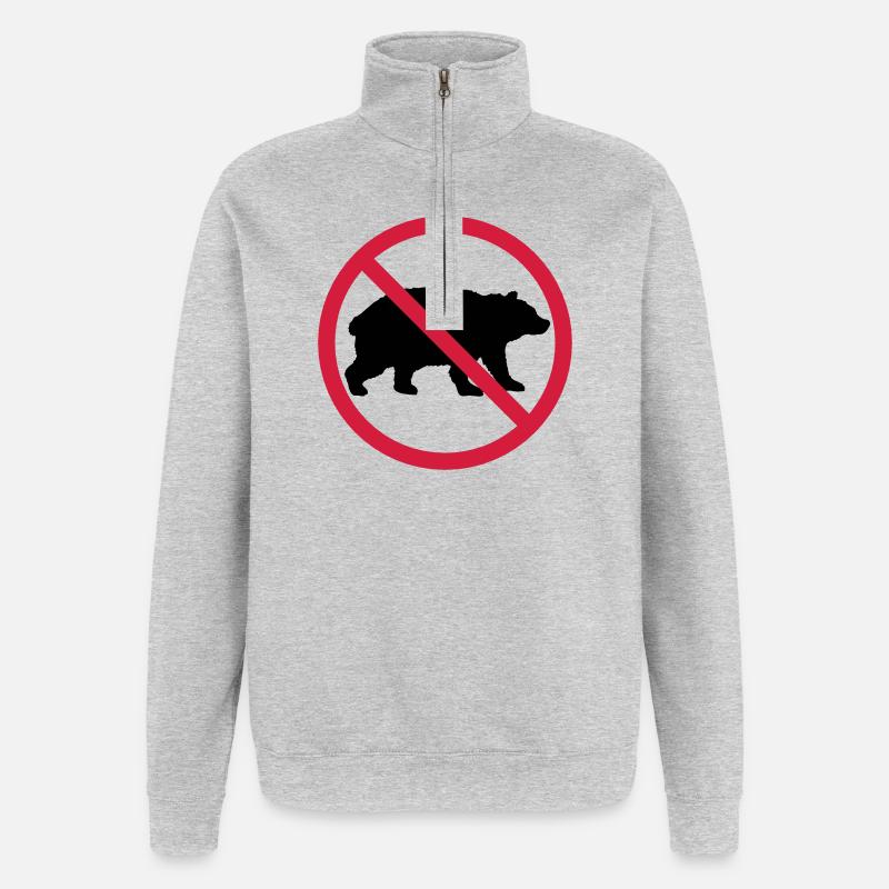 Bear Forbidden Shield - Quarter-Zip Sweatshirt - heather grey