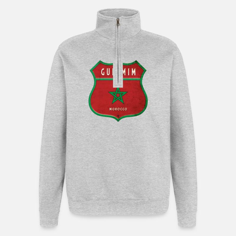 Guelmim Maroc Armoiries Drapeaux Design - Sweat à zip 1/4 - gris chiné