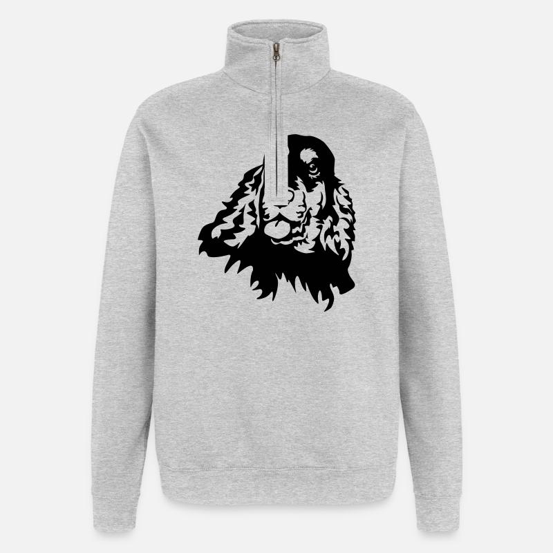 Cocker Spaniel Head - Quarter-Zip Sweatshirt - heather grey