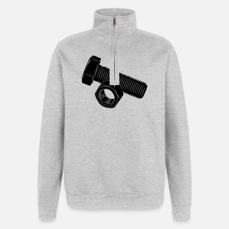 Schraube und Mutter - Quarter-Zip-Sweatshirt - Grau meliert
