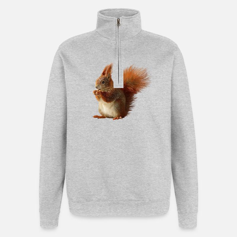 Écureuil - Sweat à zip 1/4 - gris chiné