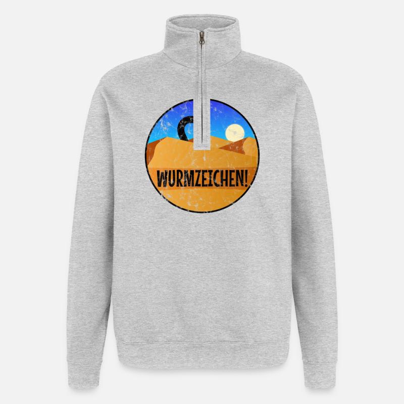 Wurmzeichen washed - Quarter-Zip-Sweatshirt - Grau meliert