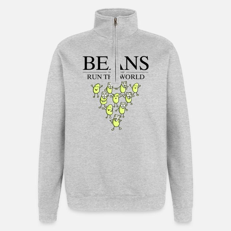 Dicton végétalien bean cool - Sweat à zip 1/4 - gris chiné