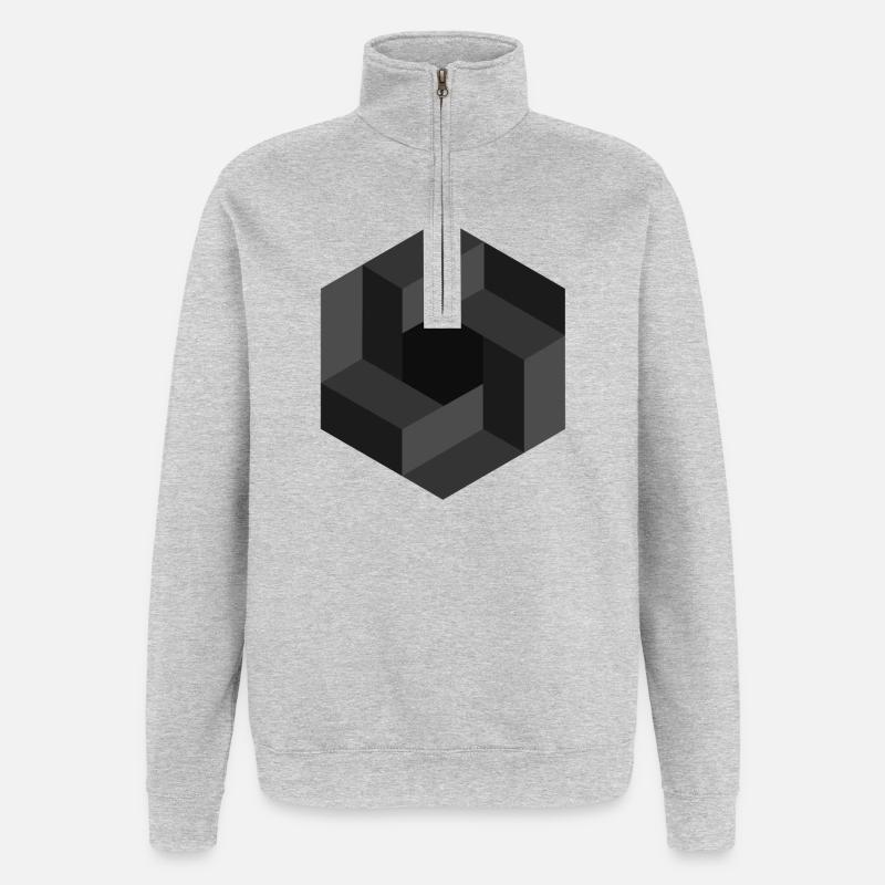 Abstract Geometric Pattern in Grayscale - Quarter-Zip Sweatshirt - heather grey