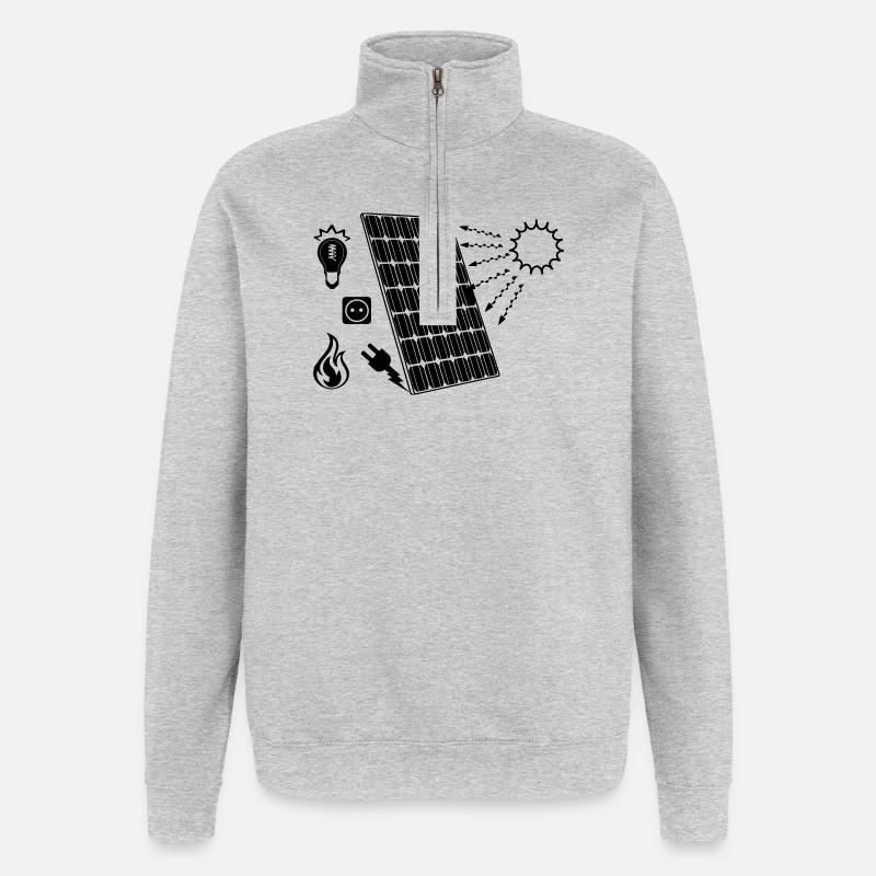 Solarpanel mit Solarenergie - Quarter-Zip-Sweatshirt - Grau meliert