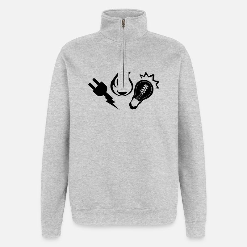 Logo électrique et chauffant - Sweat à zip 1/4 - gris chiné