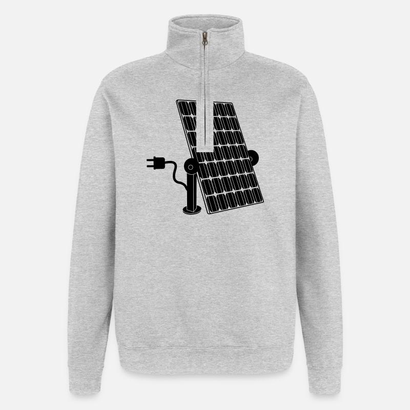 Panneau solaire avec prise - Sweat à zip 1/4 - gris chiné