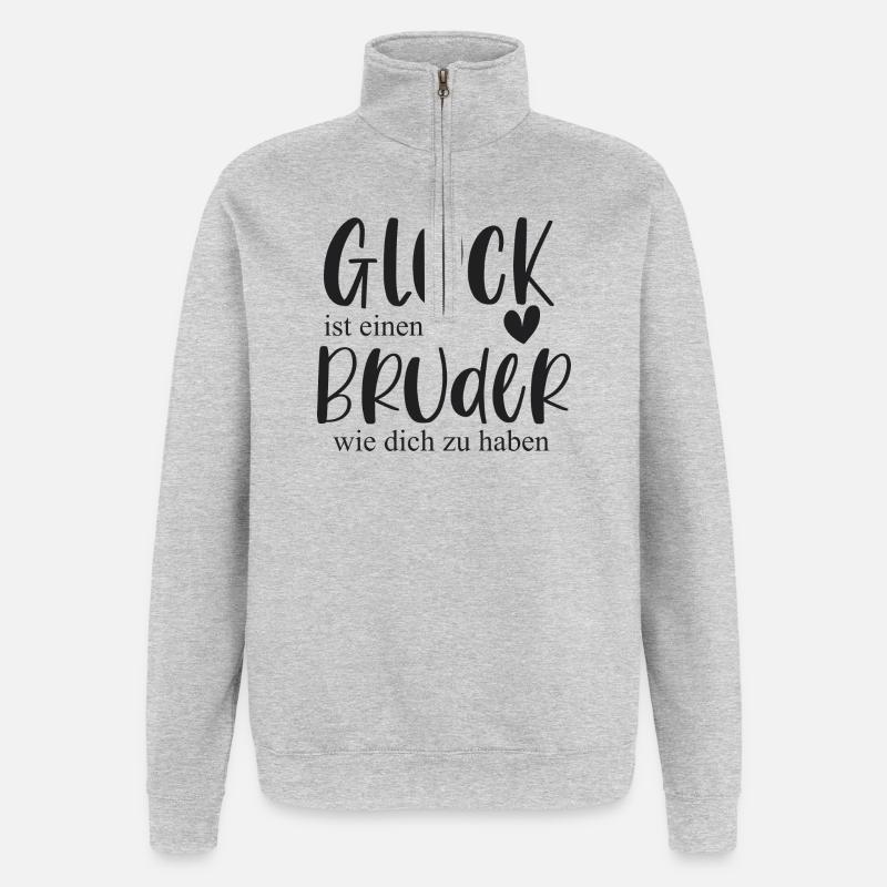 Bruder süßes Geschenk Bedanken - Quarter-Zip-Sweatshirt - Grau meliert