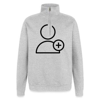 Ajouter un partenaire Ajouter un ami Ajouter - Sweat à zip 1/4 - gris chiné - Devant - AI Model Female 172 light (172cm) & AI Model Male 178 dark (178cm)