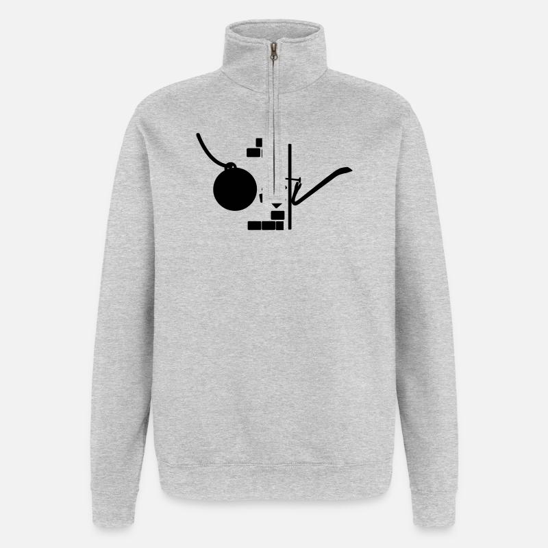 Abrisskugel Abschlepper - Quarter-Zip-Sweatshirt - Grau meliert