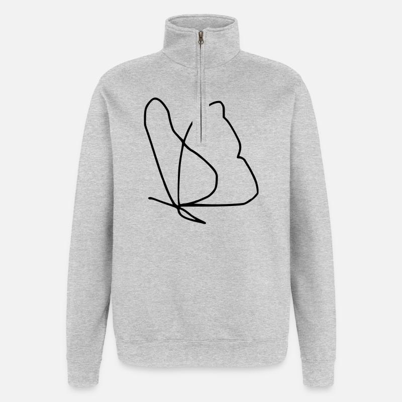 Papillon - Sweat à zip 1/4 - gris chiné