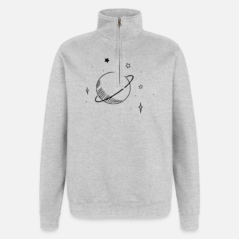 Astronomie - Planète et étoiles - Sweat à zip 1/4 - gris chiné