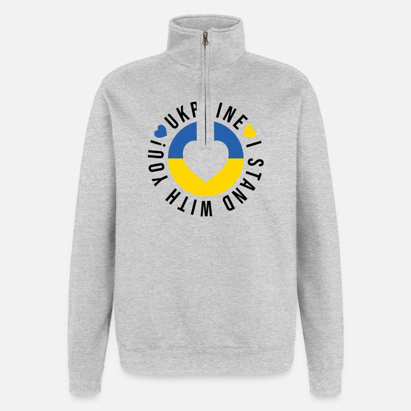 Ukraine! Ich stehe zu dir - Quarter-Zip-Sweatshirt - Grau meliert