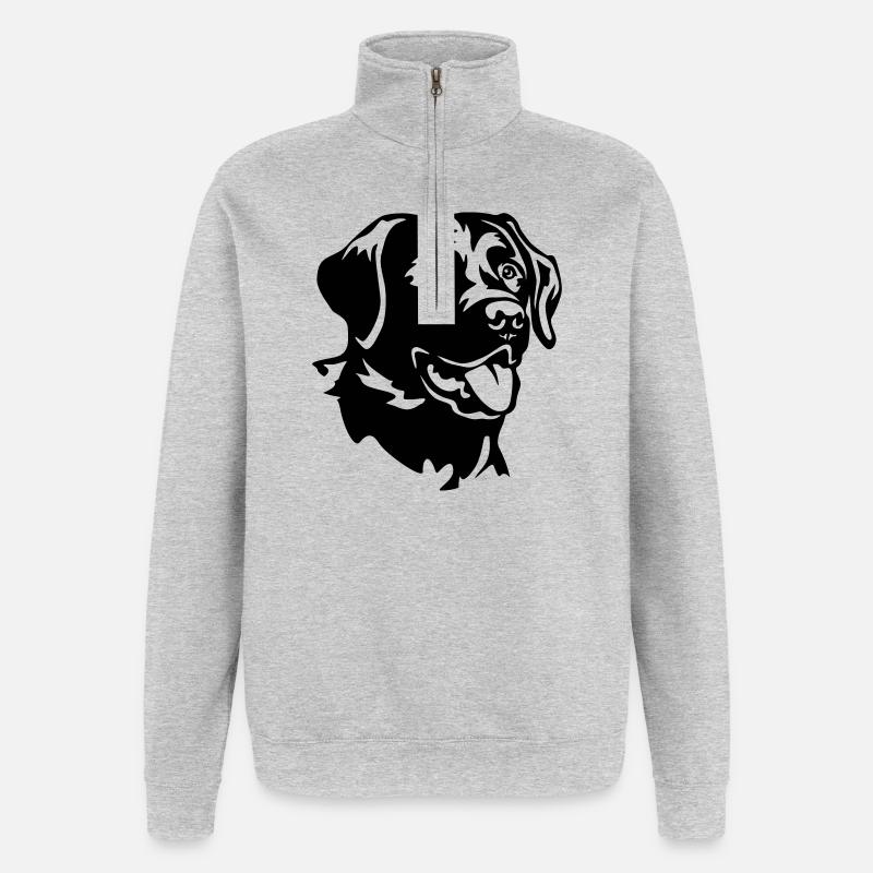 Tête de Labrador - Sweat à zip 1/4 - gris chiné
