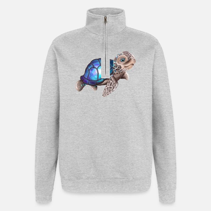 Schildkröte mit einer Galaxie - Quarter-Zip-Sweatshirt - Grau meliert
