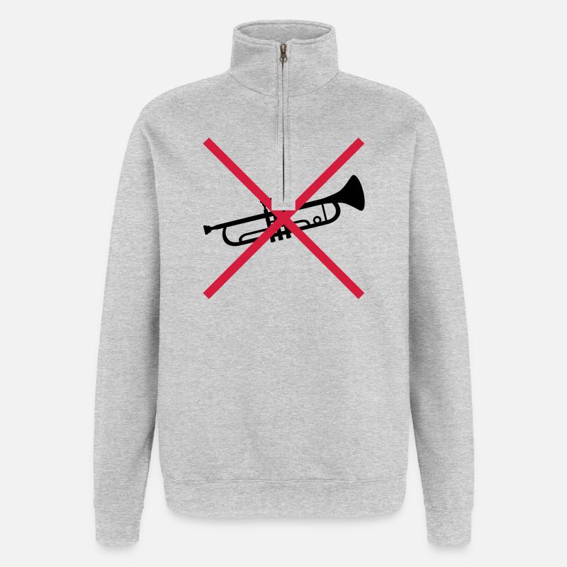 Trompette Bouclier Interdit - Sweat à zip 1/4 - gris chiné