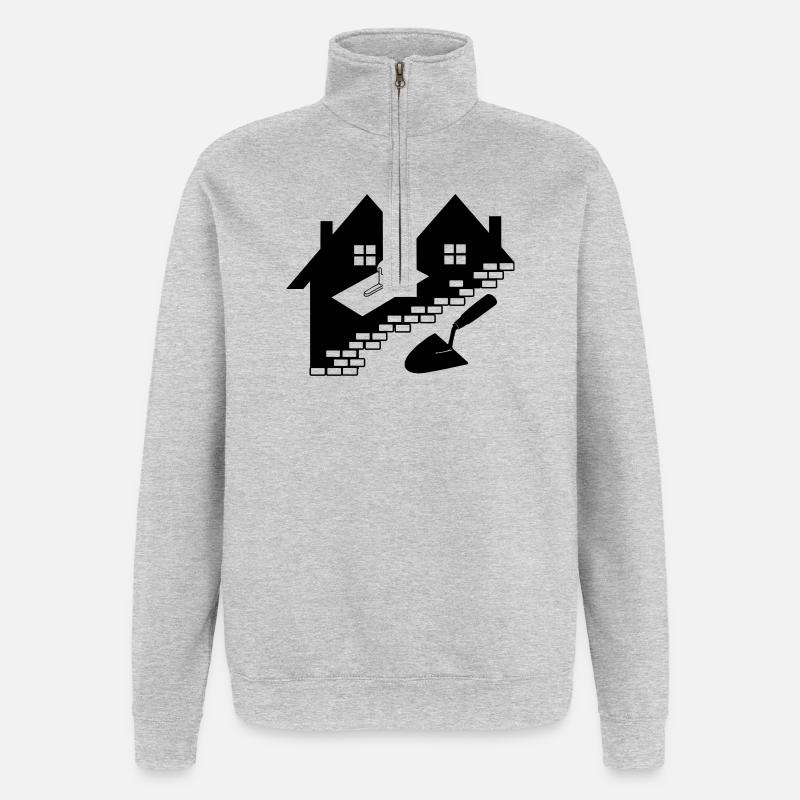 Stuc maçon Ouvrier de la construction - Sweat à zip 1/4 - gris chiné