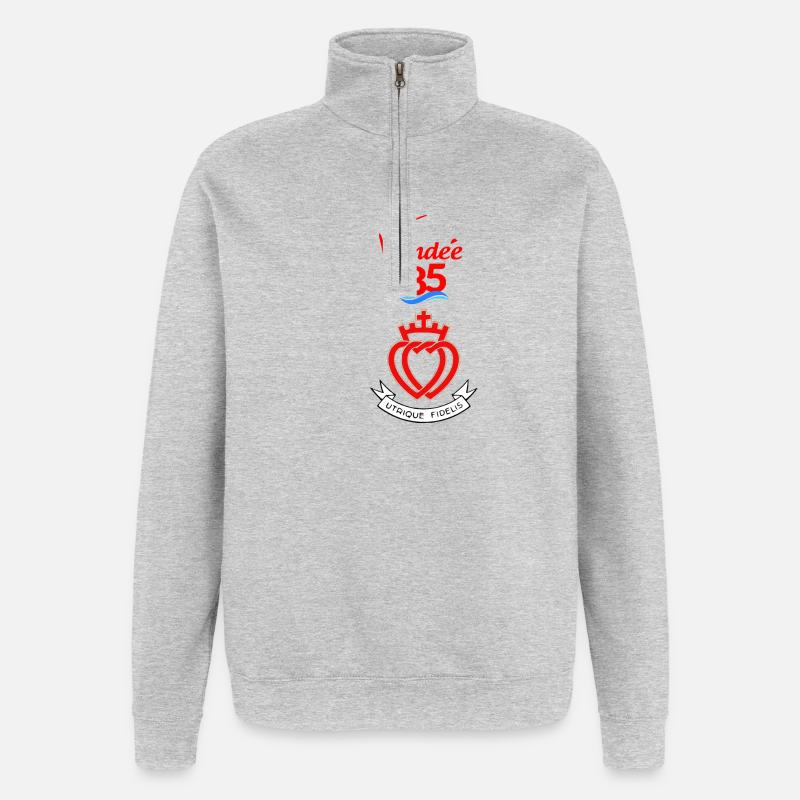 vendée - Sweat à zip 1/4 - gris chiné