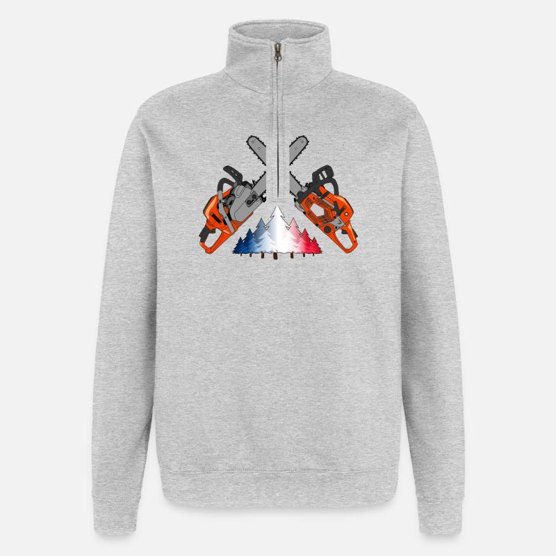 Kettensäge - Frankreich - Quarter-Zip-Sweatshirt - Grau meliert