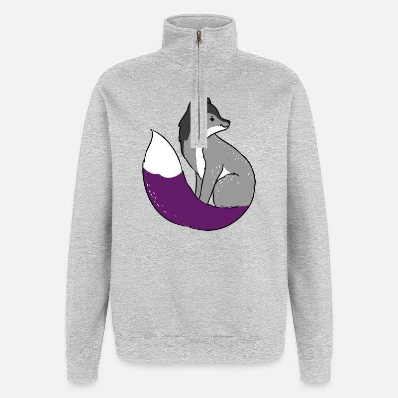 Ace Pride Fuchs Asexual - Quarter-Zip-Sweatshirt - Grau meliert