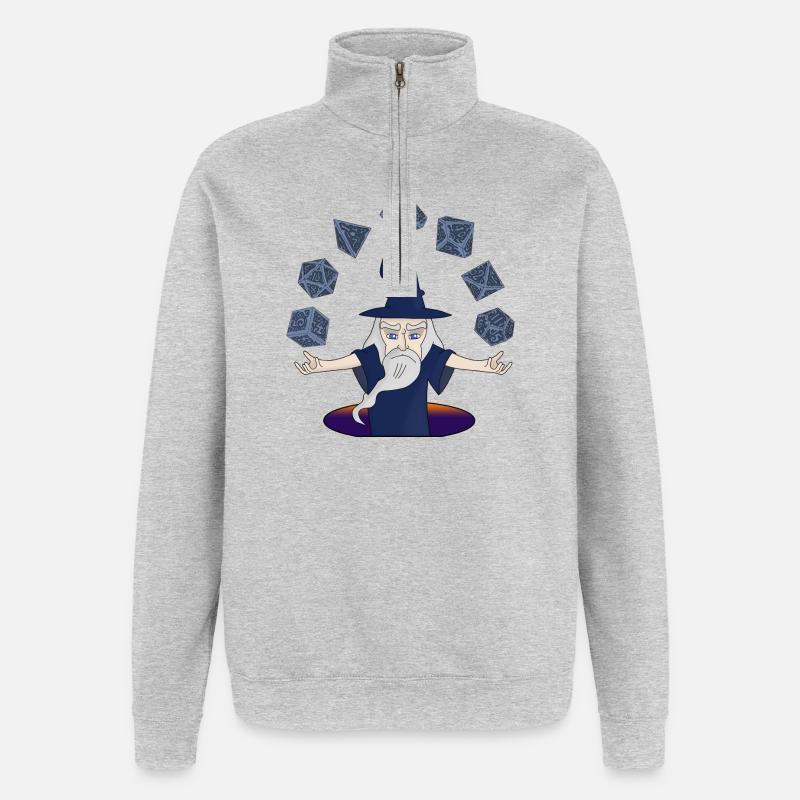 Ein Zauberer mit schwebenden Würfeln - Quarter-Zip-Sweatshirt - Grau meliert