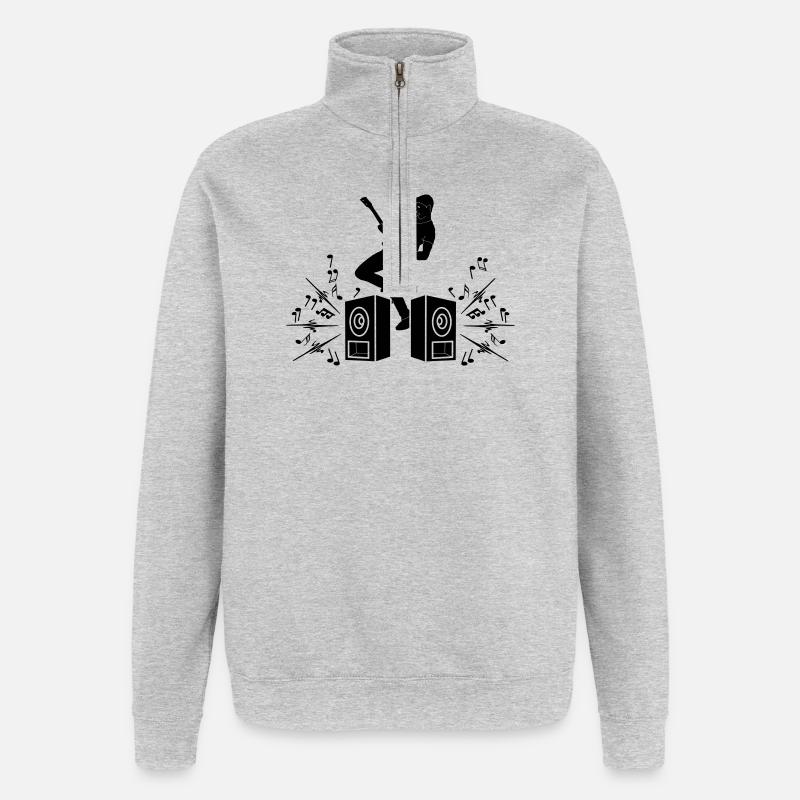 Gitarrist mit E-Gitarre - Quarter-Zip-Sweatshirt - Grau meliert