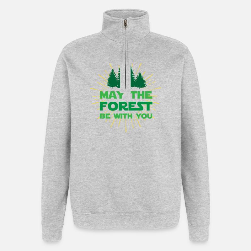 Möge der Wald mit dir sein - Quarter-Zip-Sweatshirt - Grau meliert