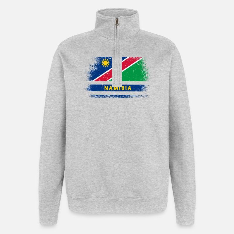 Design drapeau de la Namibie - Sweat à zip 1/4 - gris chiné