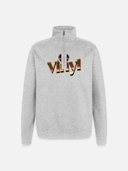 Vinyle Love - Sweat à zip 1/4 - gris chiné