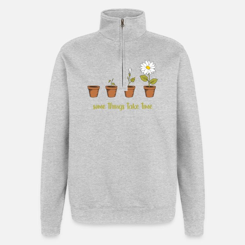 Zeit - Quarter-Zip-Sweatshirt - Grau meliert