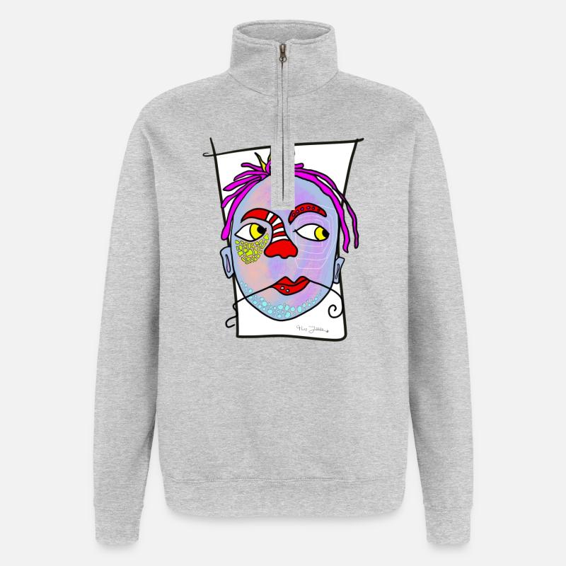 Nebula Gesichtsdruck - Quarter-Zip-Sweatshirt - Grau meliert