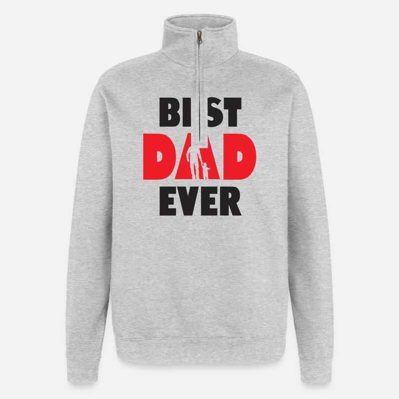 Meilleur papa de tous les temps - Sweat à zip 1/4 - gris chiné